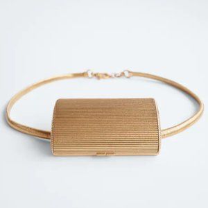 NWT Zara Metal Matte Gold Pocket Belt